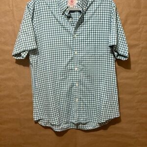 Green Gingham Casual Button Down Shirt